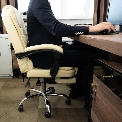 Office Chair with Footrest Malatec 23287, Cream / Beige
