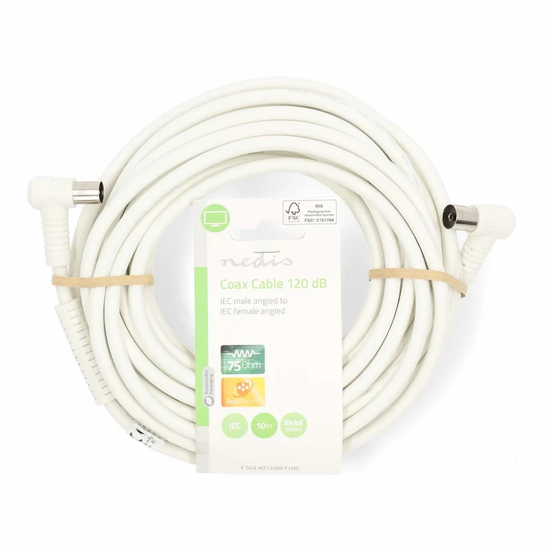 Coaxkabel IEC (Coax) Male - IEC (Coax) Female - Vernikkeld