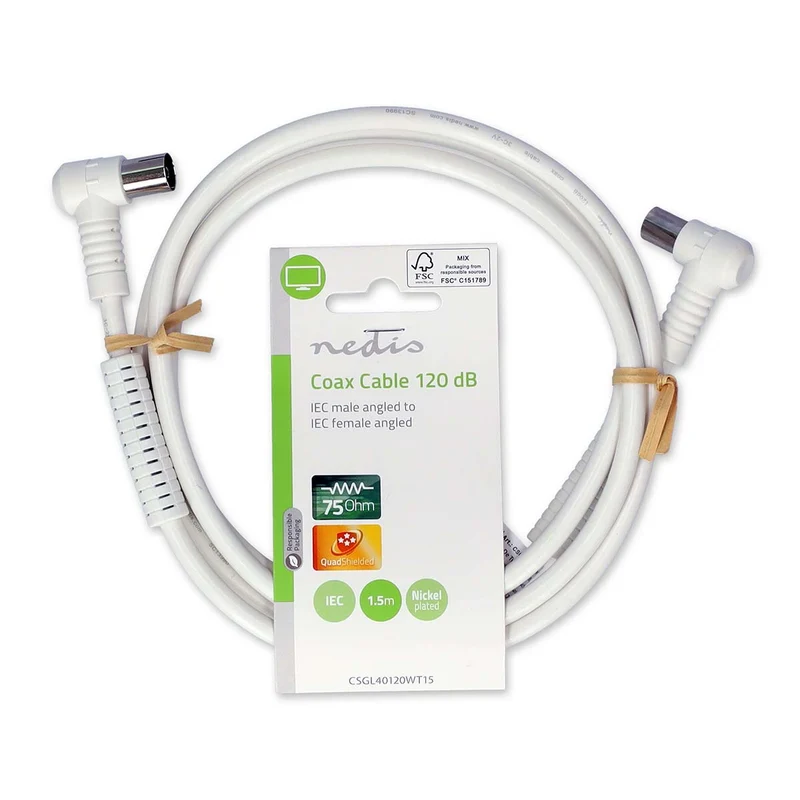 Coaxkabel IEC (Coax) Male - IEC (Coax) Female - Vernikkeld