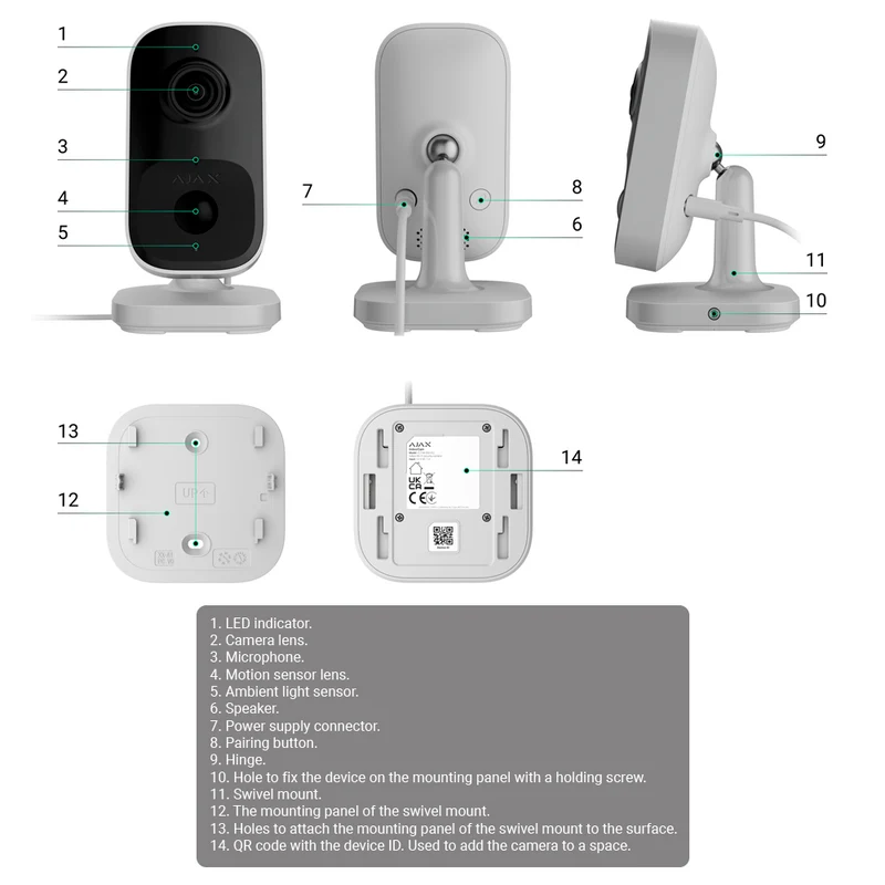 Ajax INDOORCAM-4-B - Câmara Interior 4MP WiFi Preto
