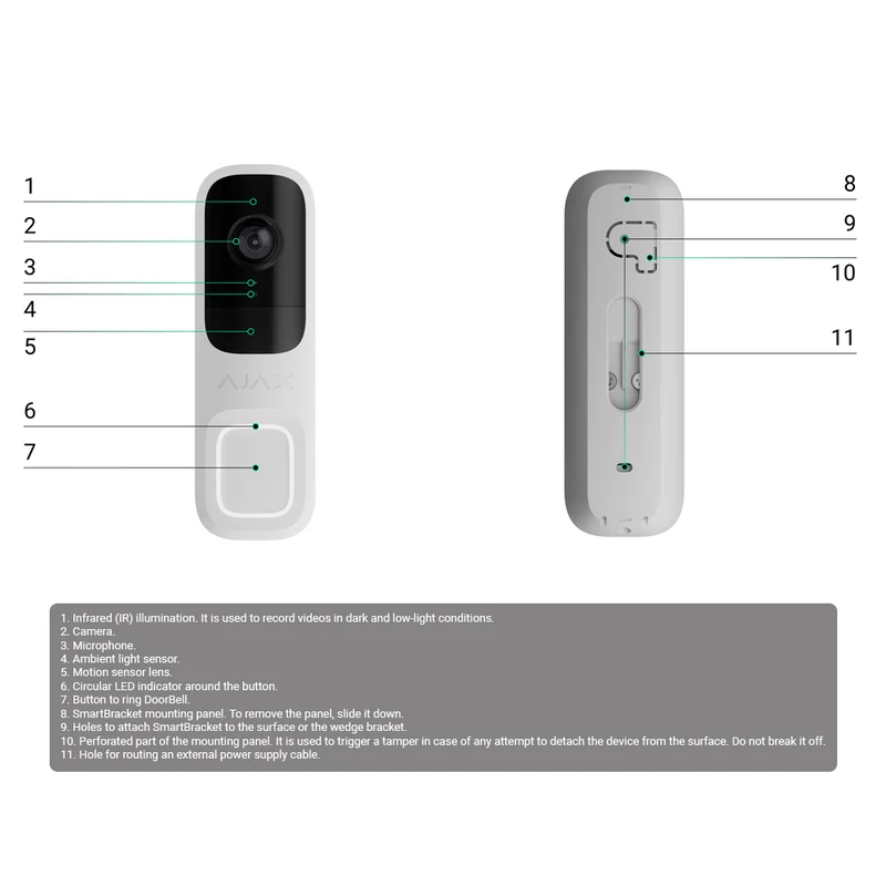 Ajax Doorbell 4-GRE - Videoporteiro 4MP WiFi Cinzento