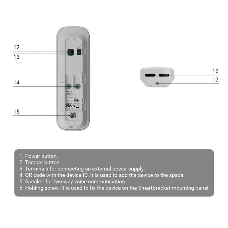 Ajax Doorbell 4-GRE - Videoporteiro 4MP WiFi Cinzento