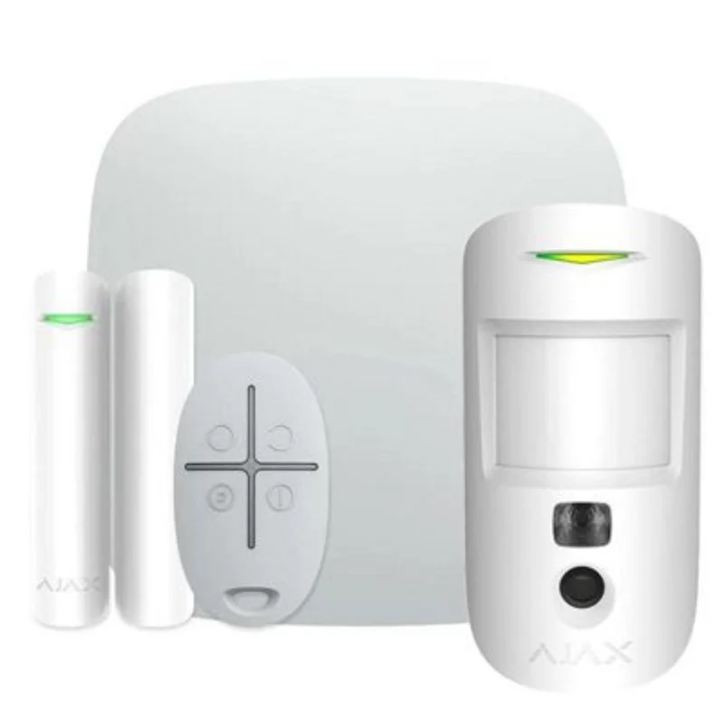 Ajax Kit de alarme anti-intrusões c/ comunicação Ethernet/WiFi/4G e sensor com camara - Branco