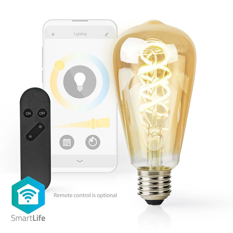 Nedis Lâmpada de Filamento LED SmartLife Wifi-E27-ST64-1800-6500 K