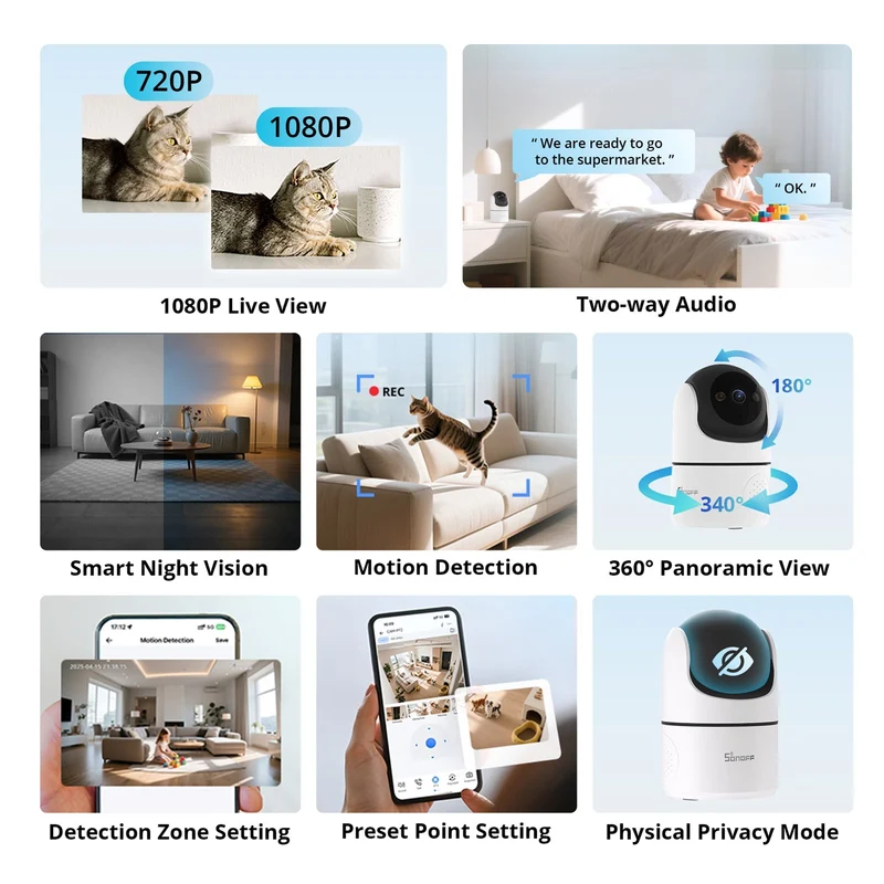 Sonoff Câmara Pan Tilt 1080P WiFi - Sonoff CAM-PT2