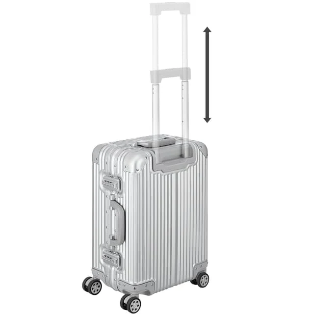 Tectake Airway Aluminium Cabin Trolley Suitcase with TSA Lock, Silver