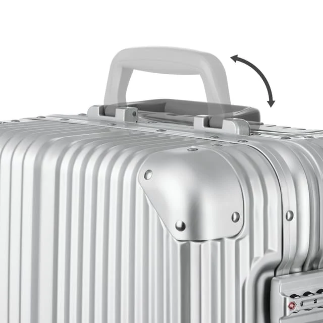 Tectake Airway Aluminium Cabin Trolley Suitcase with TSA Lock, Silver