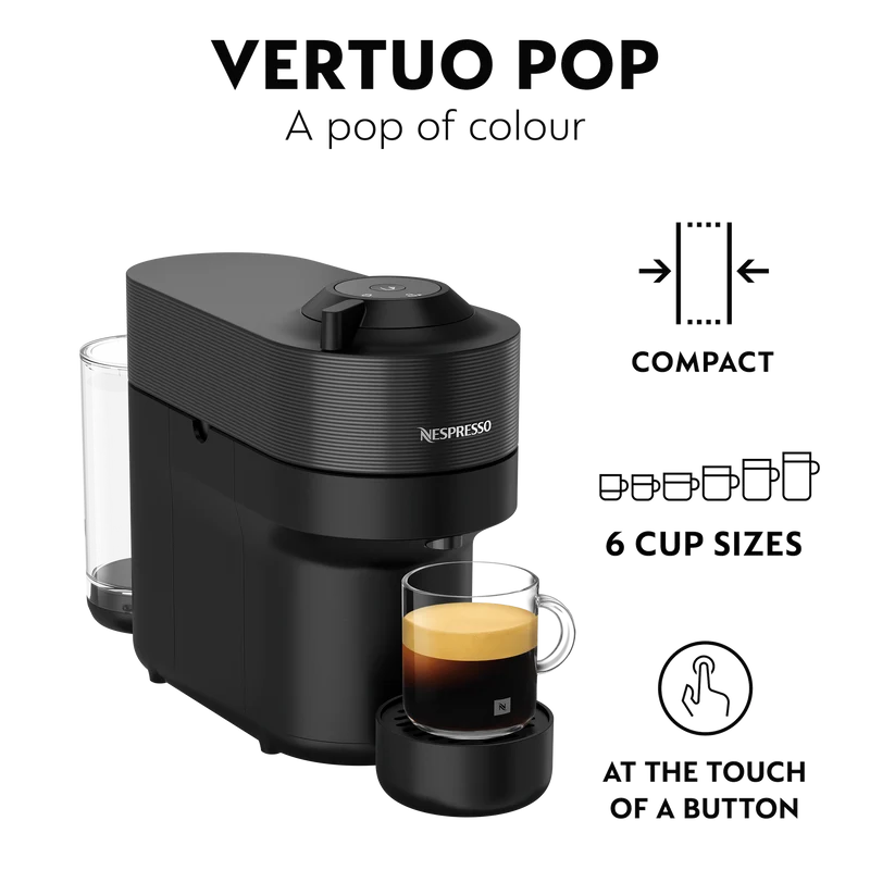 Nespresso Vertuo Pop Capsule Coffee Machine, Liquorice Black