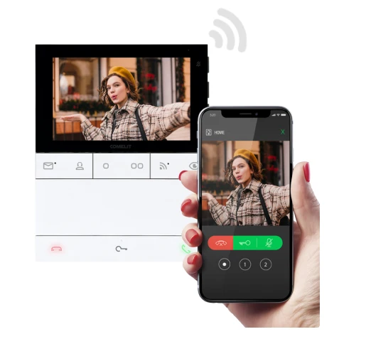 Comelit Videoporteiro Inteligente 5" Mãos-Livres com WiFi - Comelit PL6741 People WiFi Branco / Preto
