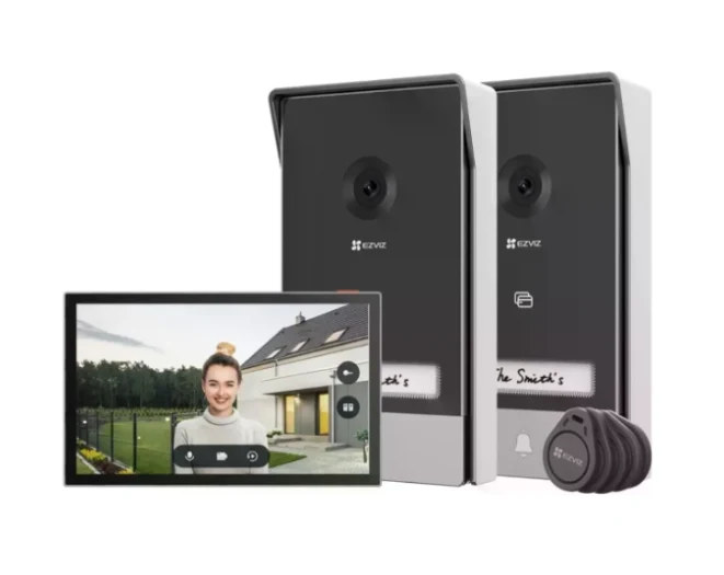 Ezviz HP7 2 Kit Video-porteiro inteligente WiFi / 2 Fios c/ 2 unidades ext. 2K + monitor 7'' + leitor RFID - EZHP72KI