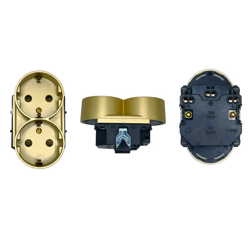 Smartify vPro Módulo Tomada Dupla 2-em-1 Dourado - SYPMTDENODR