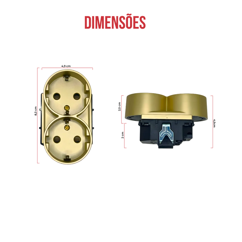 Smartify vPro Módulo Tomada Dupla 2-em-1 Dourado - SYPMTDENODR
