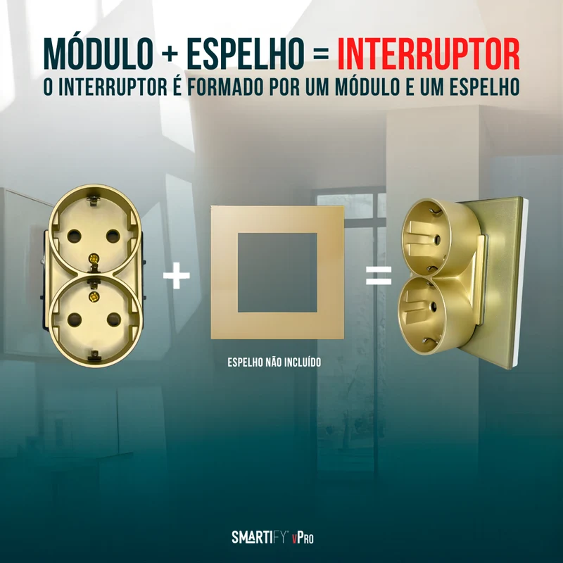 Smartify vPro Módulo Tomada Dupla 2-em-1 Dourado - SYPMTDENODR
