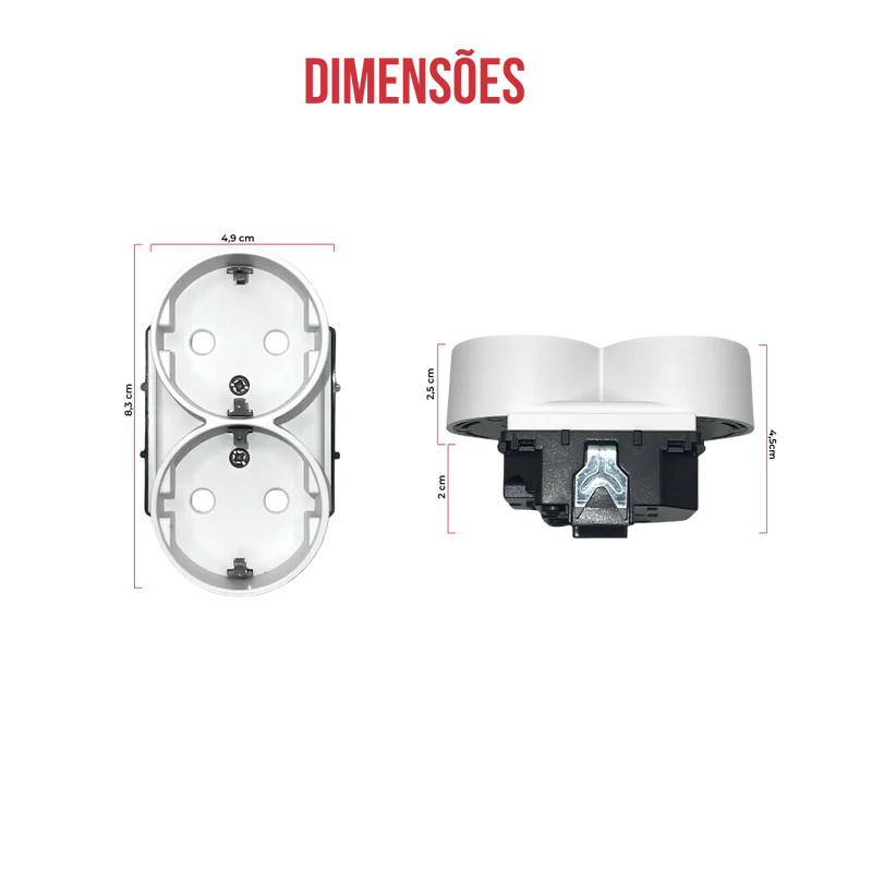 Smartify vPro Módulo Tomada Dupla 2-em-1 Branco - SYPMTDENOBR