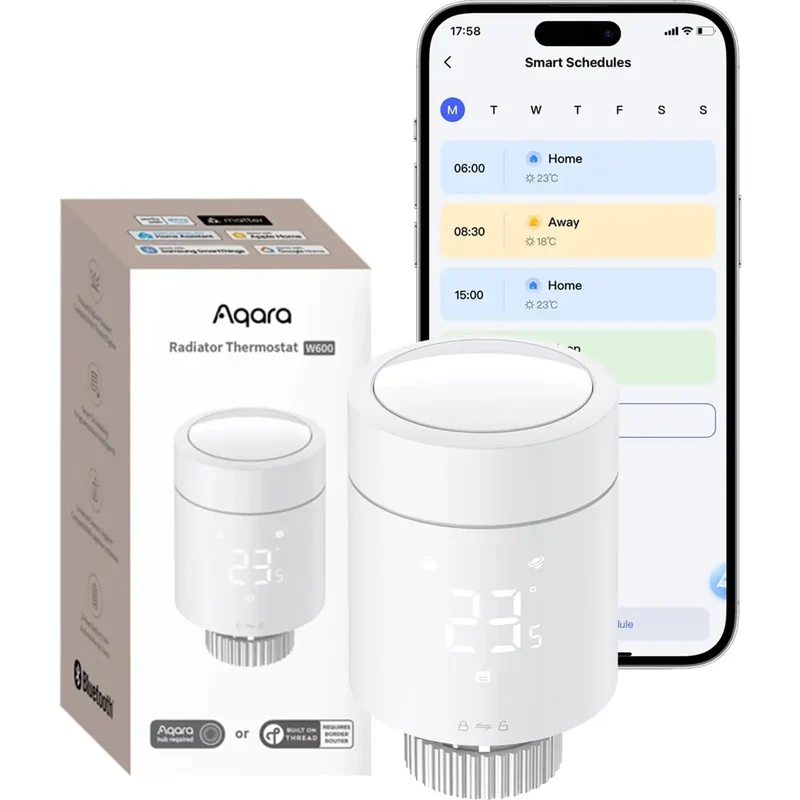 Aqara Válvula Termostática Inteligente Radiator Thermostat V1 (W600) – Com Matter, Thread e Zigbee - AQWT6A03D