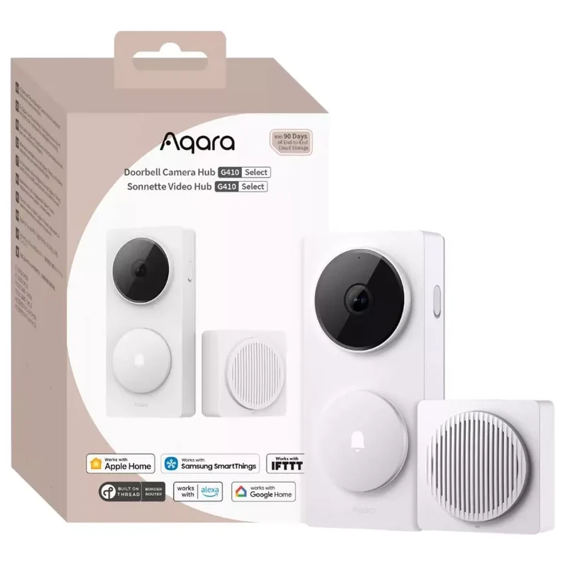 Aqara Kit Videoporteiro Inteligente 2K com Câmara + Campainha / Hub Matter – Branco - Aqara G410 Select (CH-C09D)