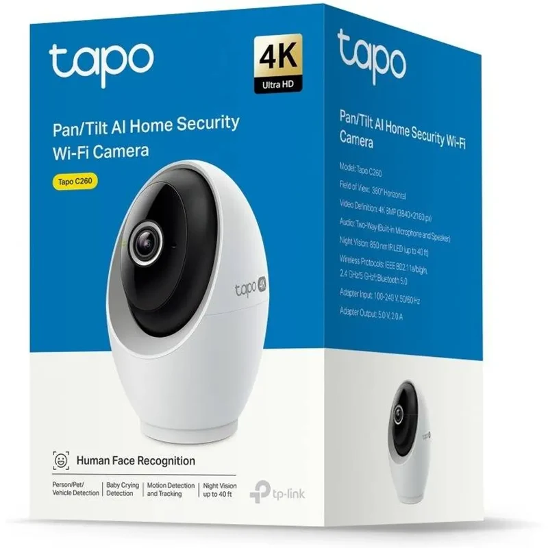 TP-Link Câmara de vigilância IP (Wi-Fi) Pan/Tilt 4K 8MP 4.3mm IR 12m com IA para interior - TP-Link TAPO C260