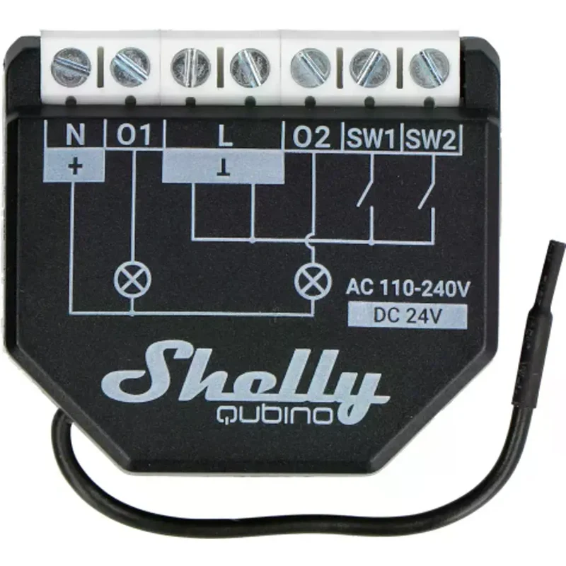 Shelly Qubino Wave 2PM - Módulo interruptor para automação Z-Wave c/ medição de energia 2 canais 10A - SHWAVE2PM