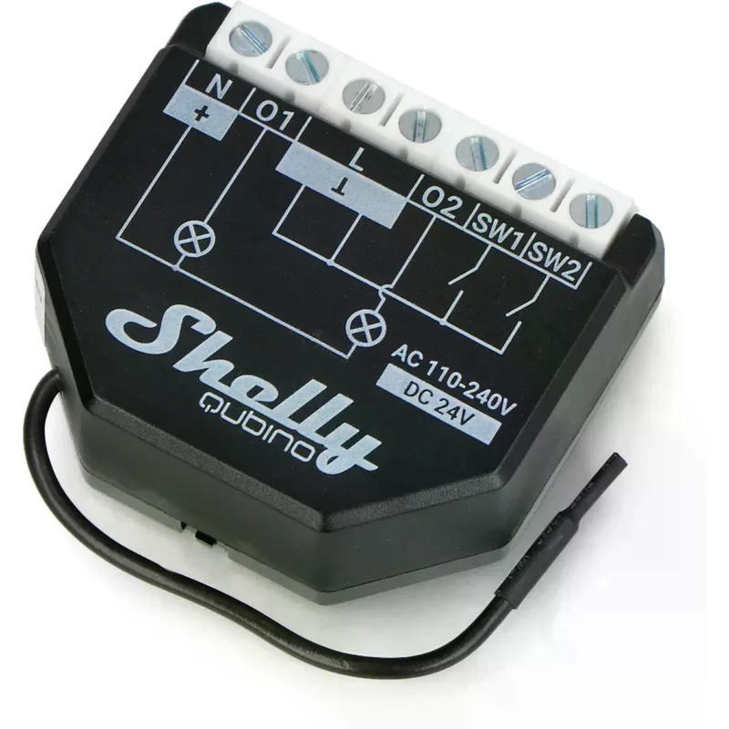 Shelly Qubino Wave 2PM - Módulo interruptor para automação Z-Wave c/ medição de energia 2 canais 10A - SHWAVE2PM