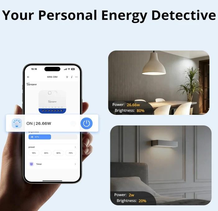 Sonoff Interruptor Dimmer Inteligente Zigbee 3.0 - SONOFF MINI-ZBDIM