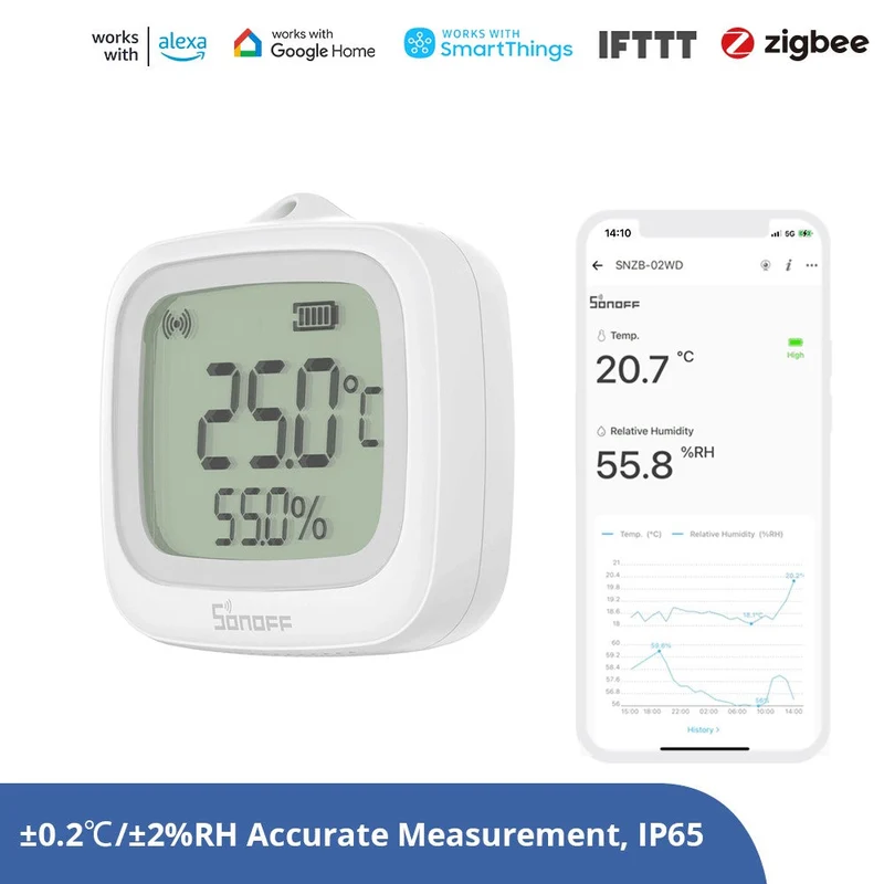 Sonoff Sensor Inteligente de Temperatura e Humidade Zigbee - Sonoff SNZB-02WD