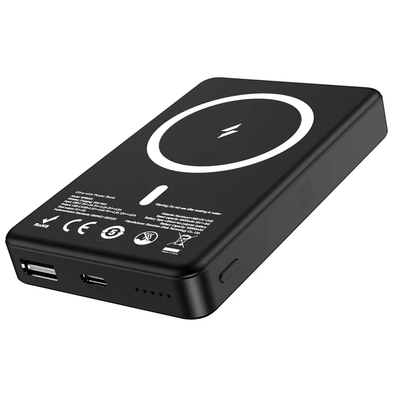 Lippa 10.000 mAh MagSafe Powerbank 22,5W, Sort