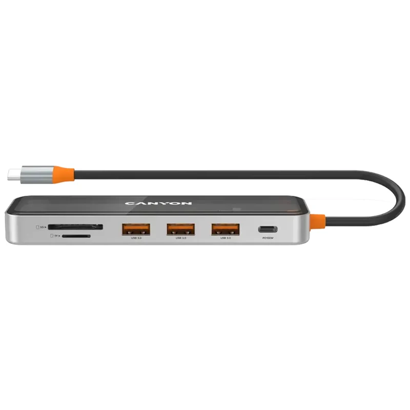 Canyon DS-13 7-i-1 USB-C Hub 4K HDMI 100W PD, Space Grey