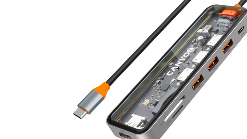 Canyon DS-13 7-i-1 USB-C Hub 4K HDMI 100W PD, Space Grey