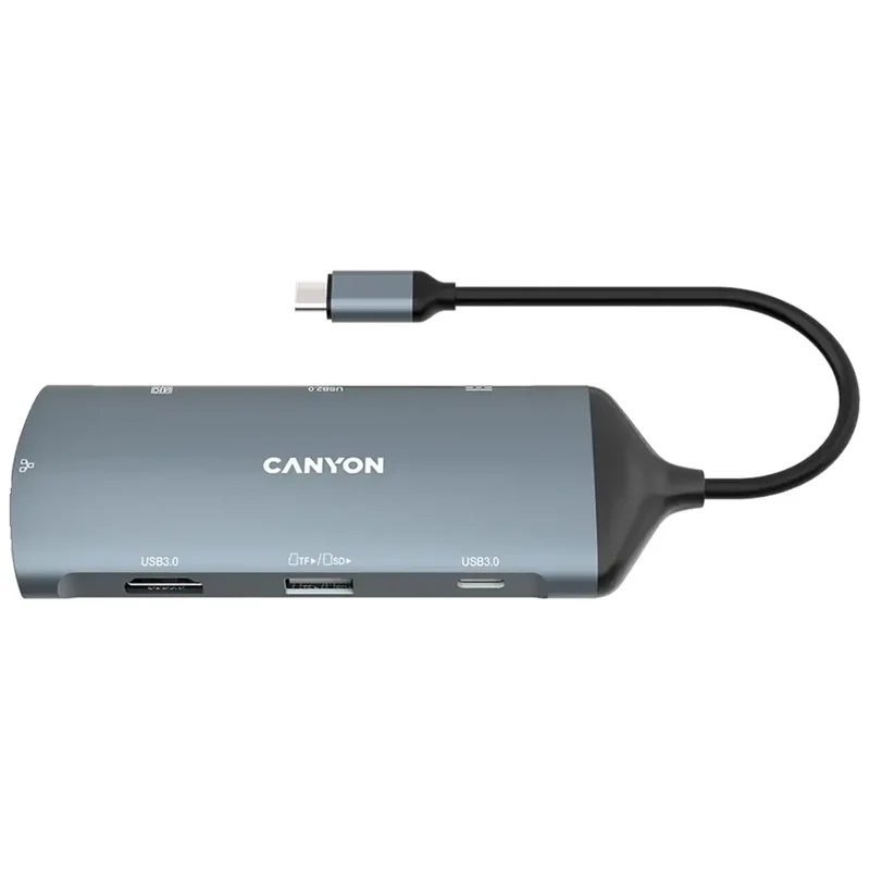 Canyon DS-15 8-i-1 USB-C Hub 4K, Mørkegrå