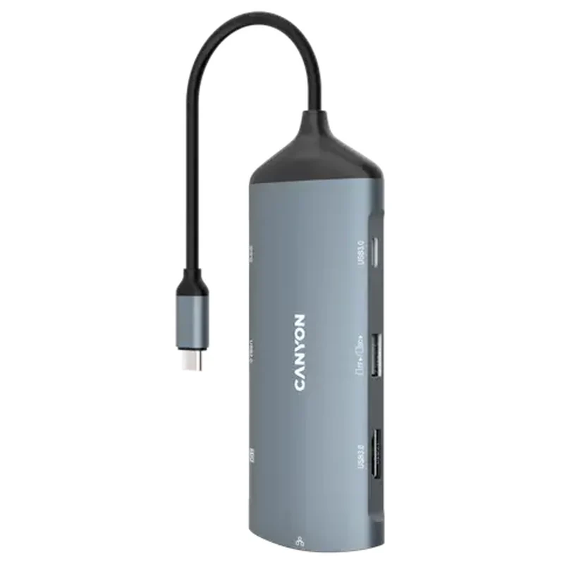 Canyon DS-15 8-i-1 USB-C Hub 4K, Mørkegrå