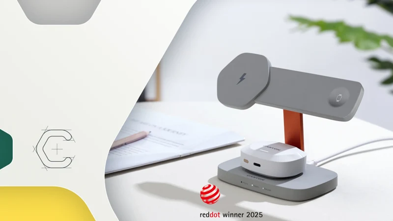 Canyon Hexagon WCS310 3-i-1 Trådløs Oplader 15W, Mørkegrå/Blå