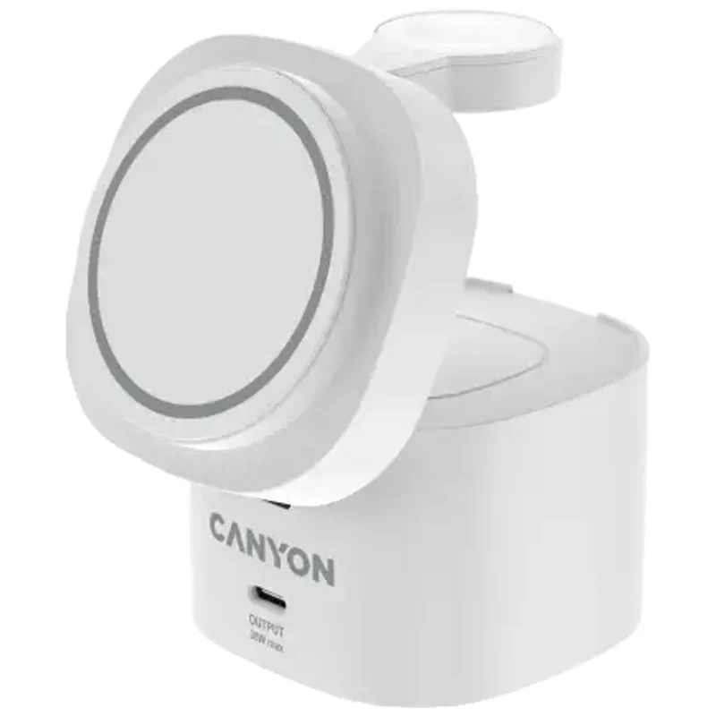 Canyon WCS-205 Qi2 2-i-1 Trådløs Oplader 15W, Hvid
