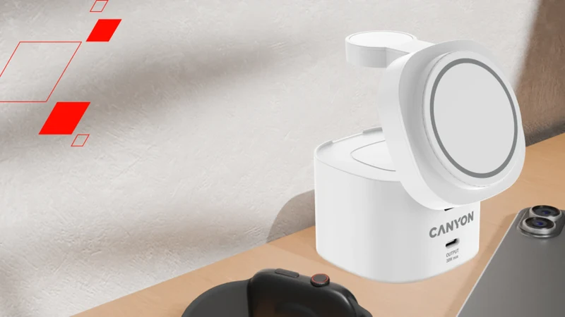 Canyon WCS-205 Qi2 2-i-1 Trådløs Oplader 15W, Hvid