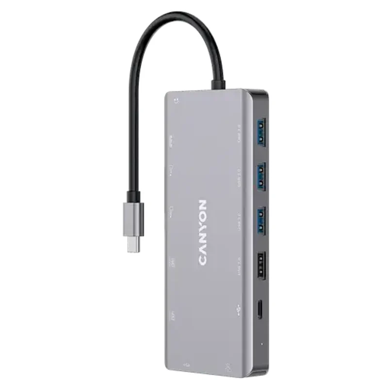 Canyon DS-12 13-i-1 USB-C Hub 4K, Mørkegrå