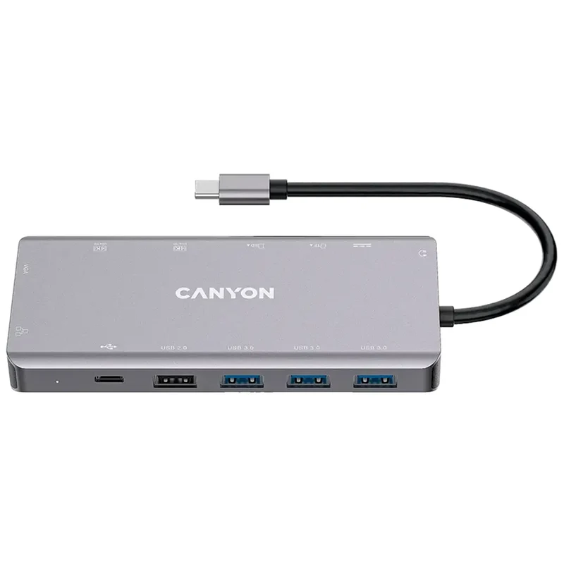 Canyon DS-12 13-i-1 USB-C Hub 4K, Mørkegrå