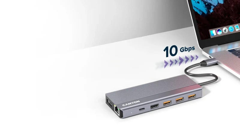 Canyon DS-16 13-i-1 USB-C Hub 4K, Grå