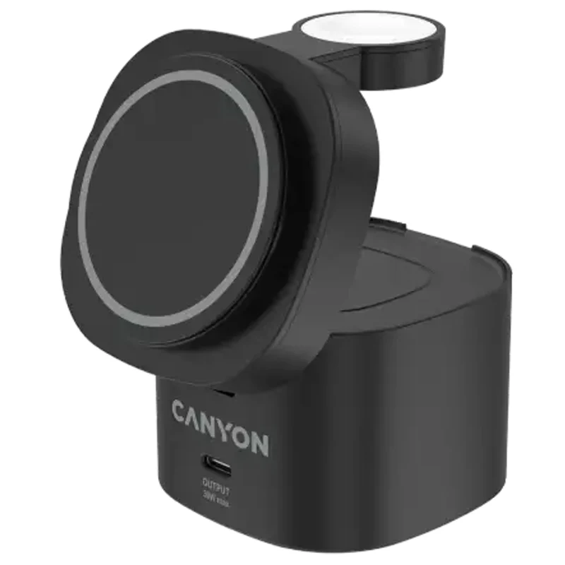 Canyon WCS-205 15W Qi2 2-i-1 Trådløs Oplader, Sort