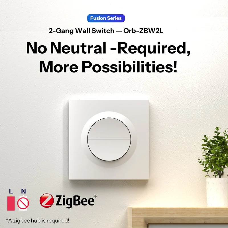 Sonoff Interruptor de Parede Duplo 2 canais Zigbee sem Neutro (Série Fusion) - Sonoff Orb-ZBW2L