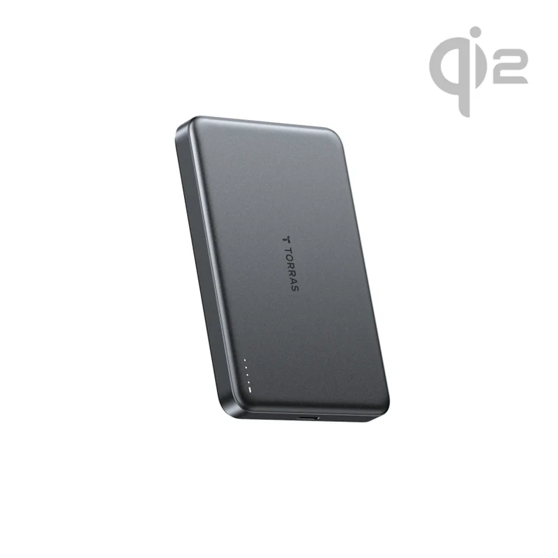 TORRAS MiniMag 10.000 mAh Trådløs MagSafe Powerbank m. USB-C PD, Grå