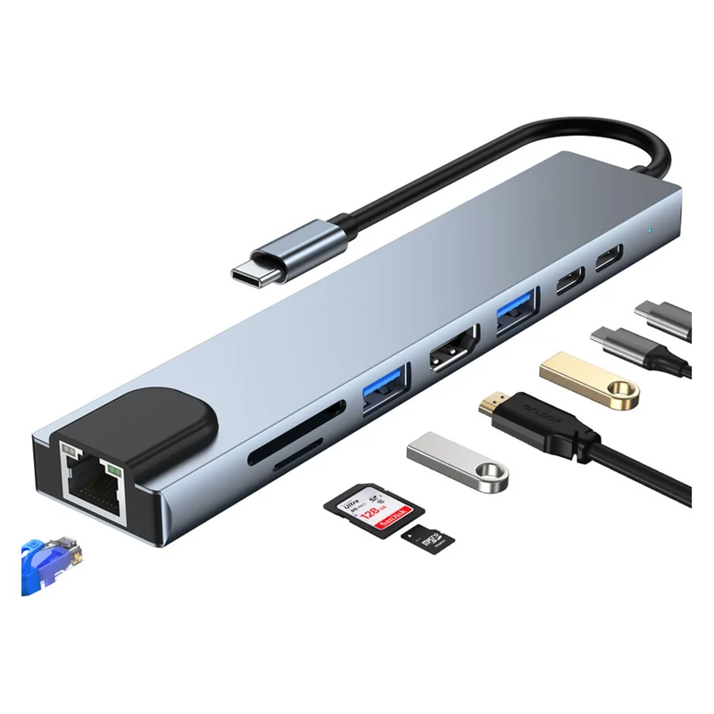 Lippa 8-in-1 87W USB-C PD 4K HDMI & Ethernet Hub