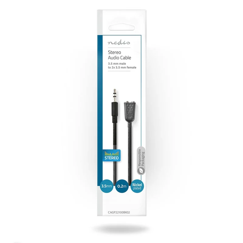 Stereo-Audiokabel 3,5 mm Male - 2x 3,5 mm Female - Vernikkeld