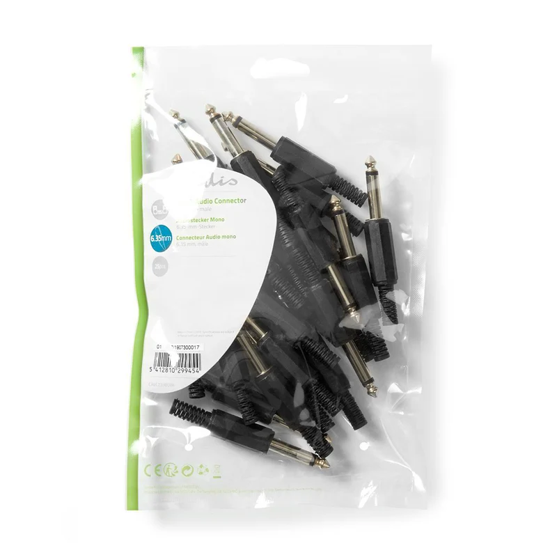 6,35 mm Audioconnector Recht - Male - Vernikkeld