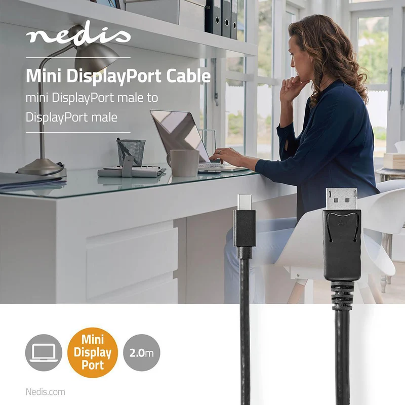 Mini DisplayPort-Kabel DisplayPort 1.4 - Mini-DisplayPort Male - DisplayPort Male