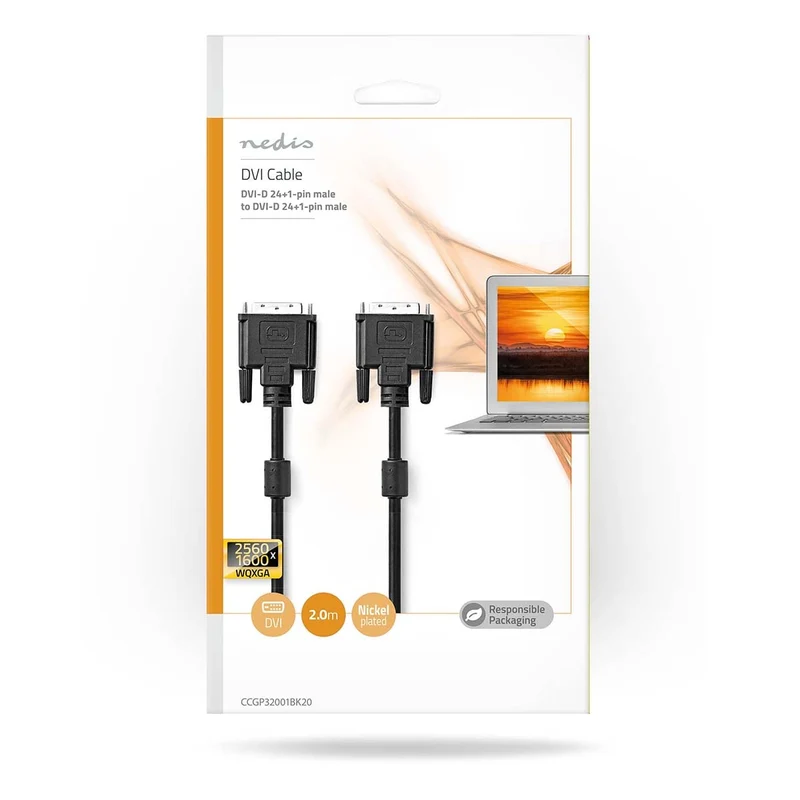 DVI-Kabel DVI-D 24+1-Pins Male - DVI-D 24+1-Pins Male - 2560x1600