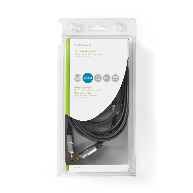 Stereo-Audiokabel 3,5 mm Male - 3,5 mm Male - Verguld