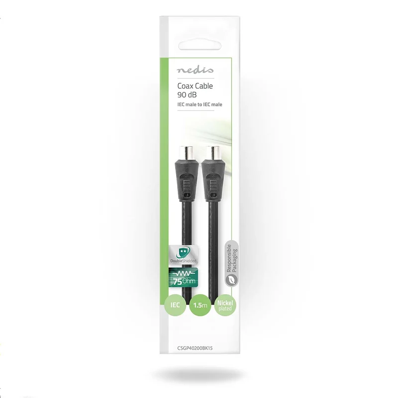 Coaxkabel IEC (Coax) Male - IEC (Coax) Male - Vernikkeld