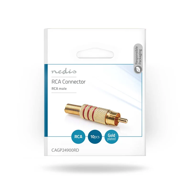 RCA-Connector Recht - Male - Verguld