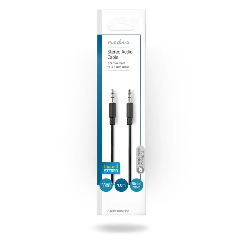 Stereo-Audiokabel 3,5 mm Male - 3,5 mm Male - Vernikkeld