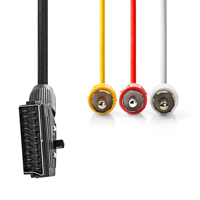SCART-Kabel SCART Male - 3x RCA Male - Vernikkeld