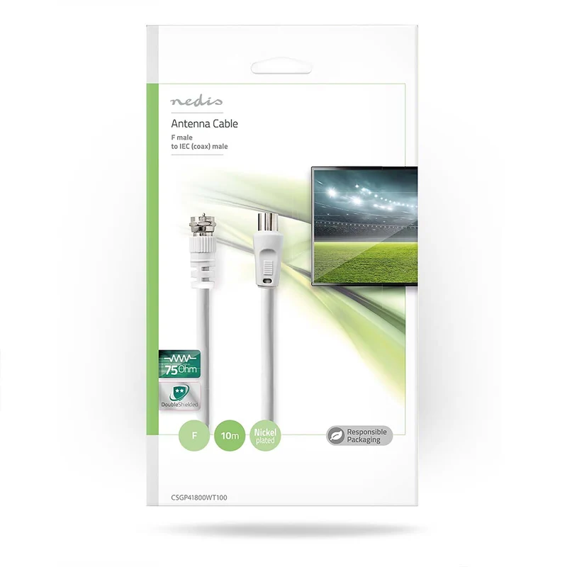Satelliet- en Antennekabel F-Male - IEC (Coax) Male - Vernikkeld